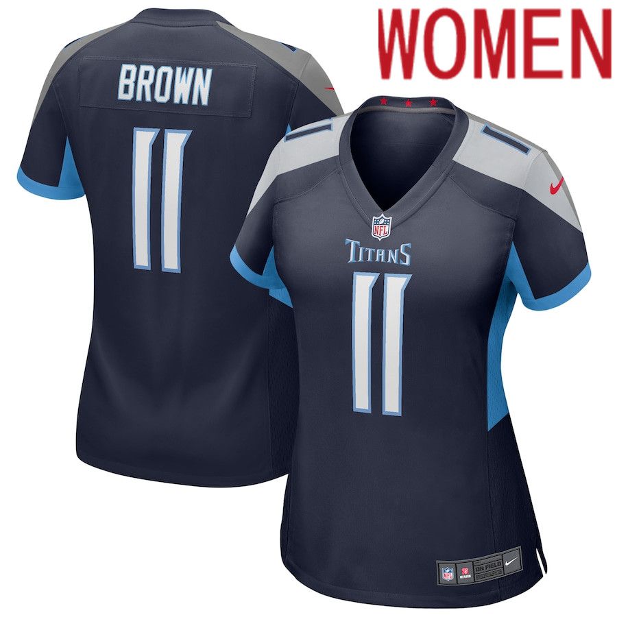 Women Tennessee Titans #11 AJ Brown Navy Nike Game NFL Jersey
